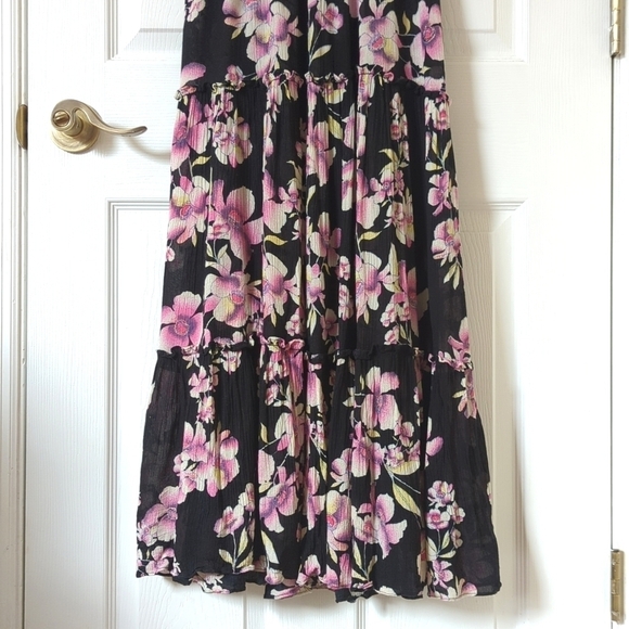 Intimately Free People Onyx Garden Party Floral Tiered A-Line Maxi Dress Black - Picture 13 of 14